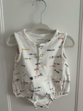 Pehr Cream Fish-Print Baby One-Piece Bodysuit